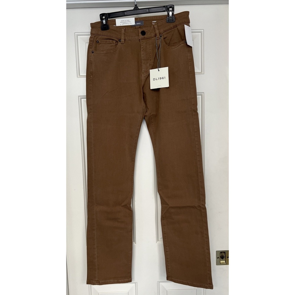 DL1961 Mens Avery Brown Modern Straight Leg Jeans Size 31 X 34 Preppy Tigers Eye